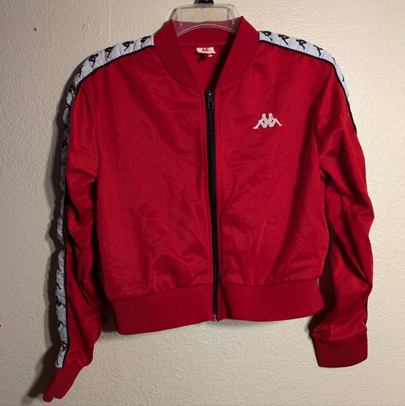 Kappa Red Track Jacket with Signature Striped Sleeves size large - Picture 2 of 8